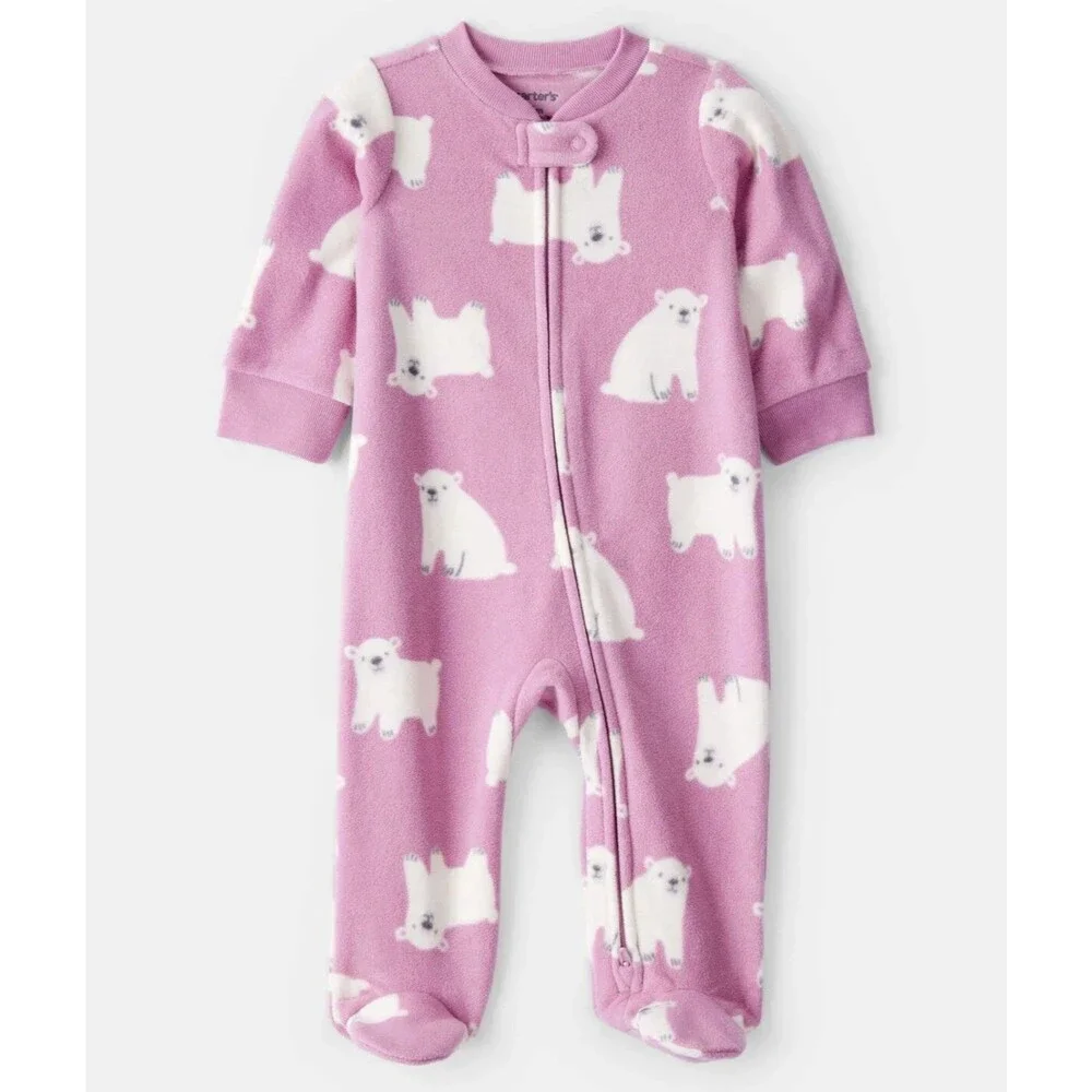 Baby Girls Carter's Polar Bears Fleece Sleeper Pajama Set Size Newborn